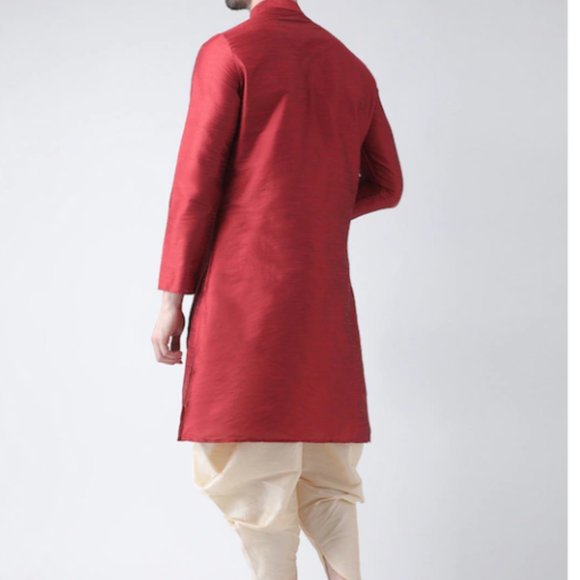 NEW Red and Cream Self design Kurta with Patiala - Picture 4 of 4